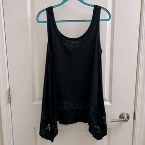 Torrid Sharktooth Black Tank with Lace Detail